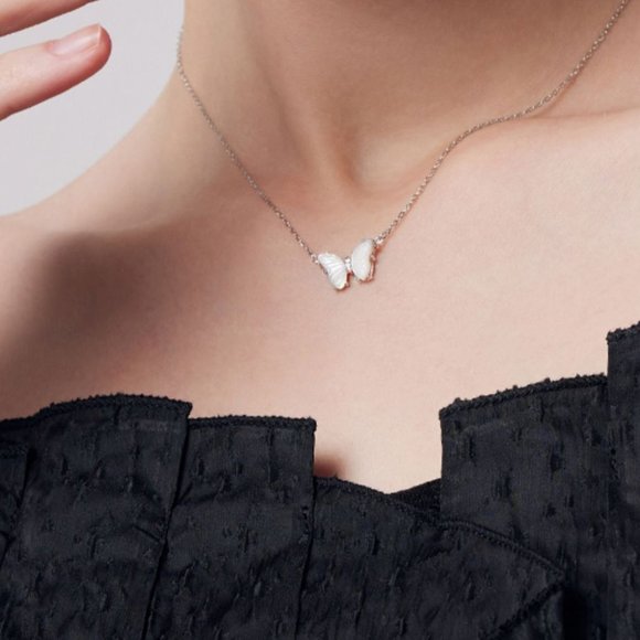 LELC S999 Sterling Silver Butterfly Necklace - Picture 9 of 11